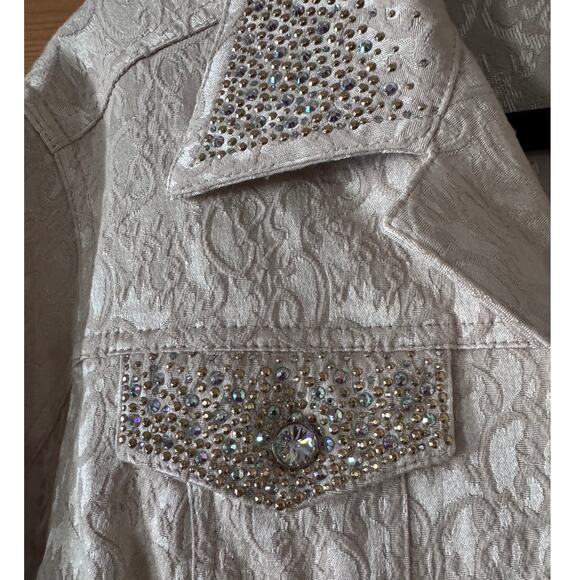 Christine Alexander L VTG Swarovski Crysta Jacket Glam 90s Y2K Bling tapestry - Picture 4 of 11